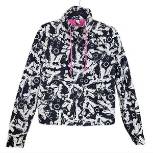 Empyre Y2K Punk Streetwear Jacket Black/White Airplane Print Pink Graphic Lining